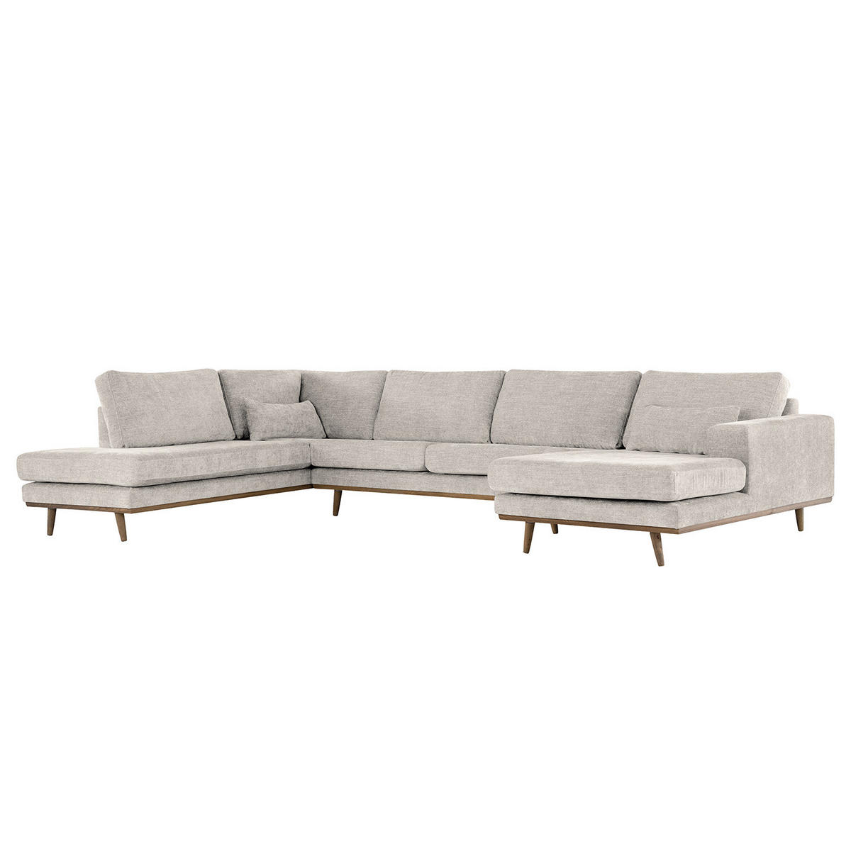 WOHNLANDSCHAFT mit Longchair - Eichefarben/Grau, Eichenholz/Textil (371/81/219cm) - home24