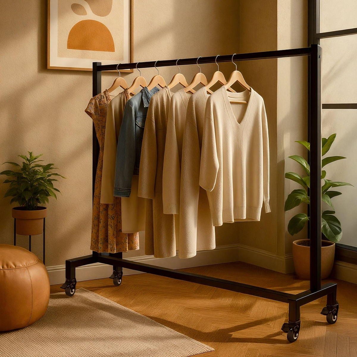 KLEIDERSTÄNDER 150x38x120-schwarz-Edelstahl - Schwarz, Metall (150/120/38cm) - CLP