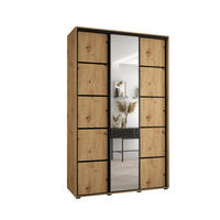 SCHWEBETÜRENSCHRANK 235,2/160/45 3-türig - Schwarz/Eiche Artisan, Holz/Metall (160/235/45cm) - Abiks Möbel