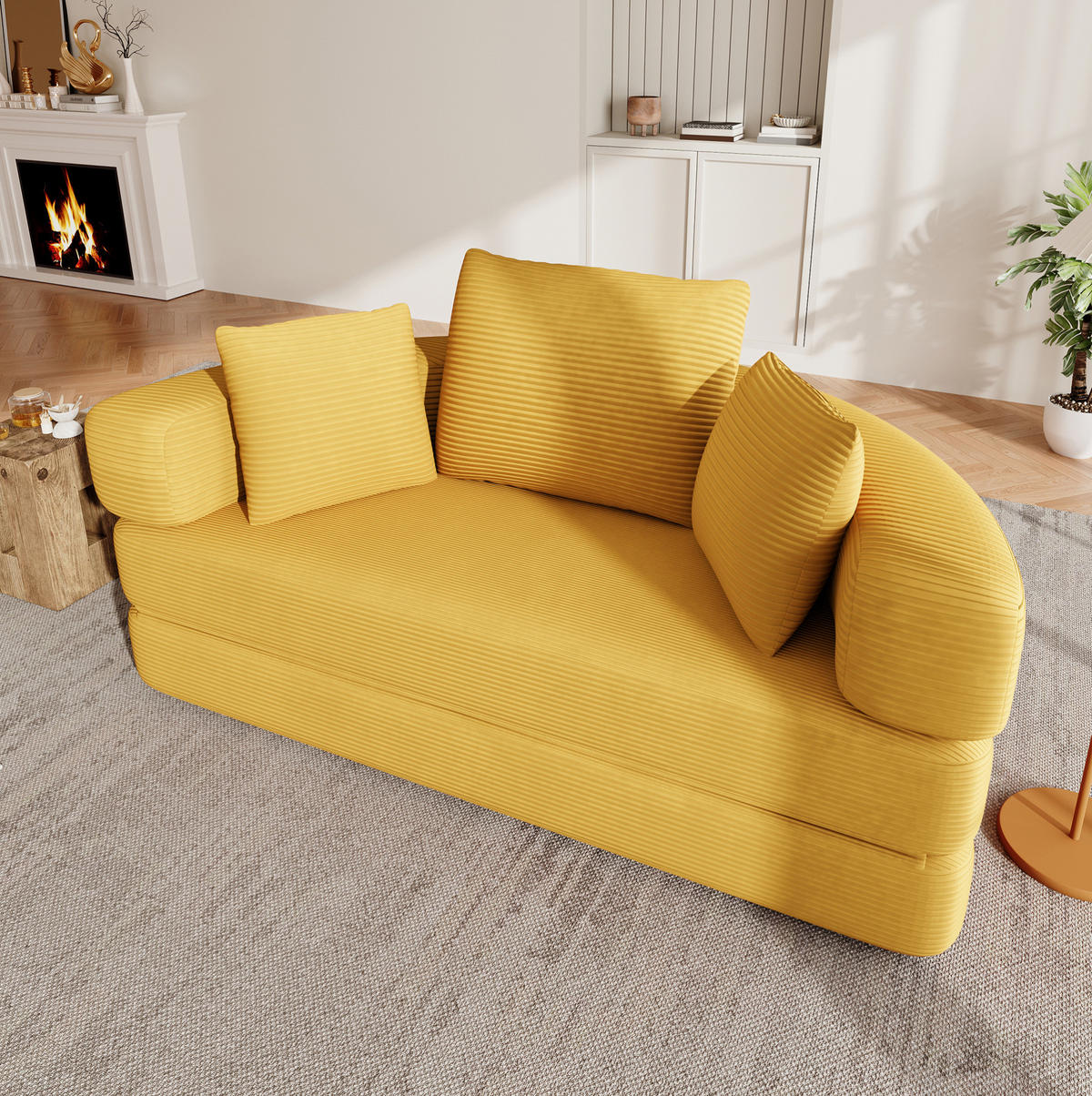 SOFA-BETT klappbar 173 x 176 cm Gelb - Gelb, Kunststoff (176/40/173cm) - Meubliv