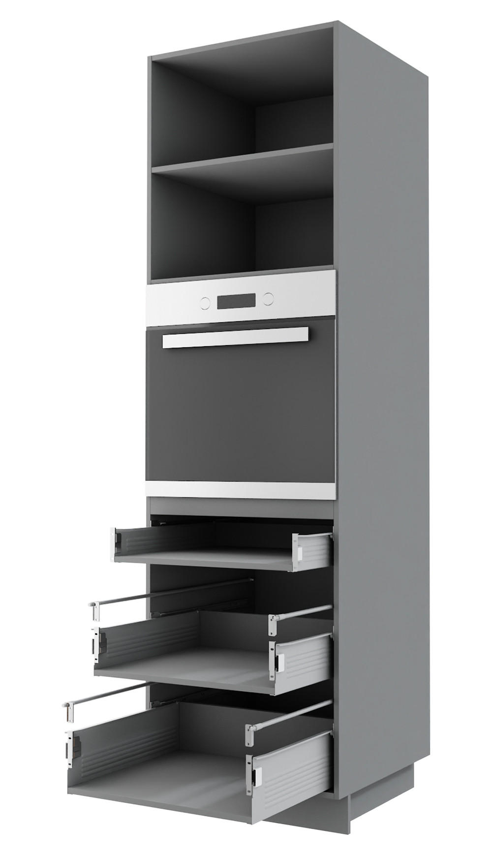 BACKOFEN-HOCHSCHRANK Kvantum D14/RU/3M Vanille Matt / Grau Matt 60 / 59 / 207cm - Creme/Grau, Holz/Holzwerkstoff (60/207/59cm) - Feldmann-Wohnen