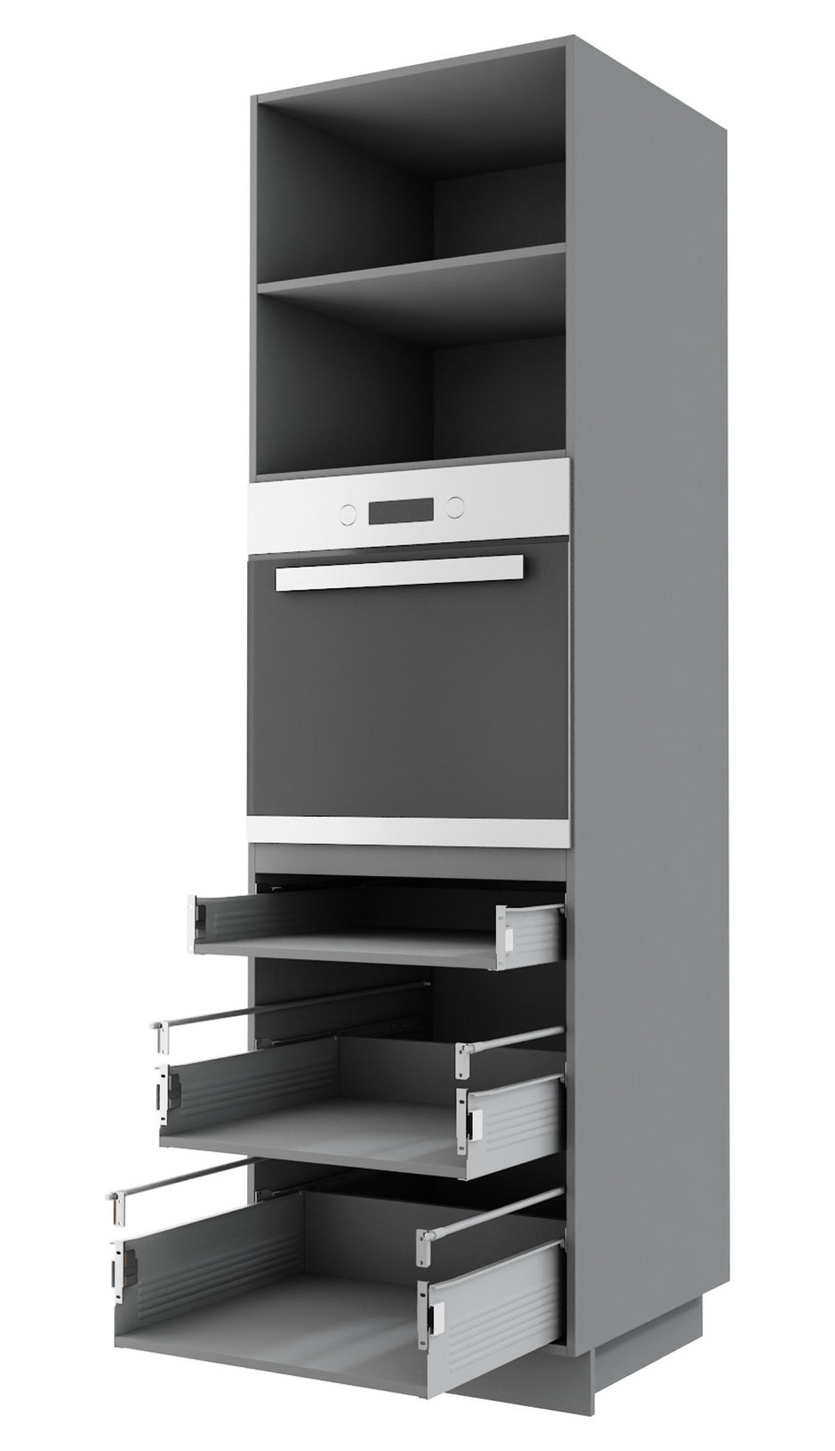 BACKOFEN-HOCHSCHRANK Kvantum D14/RU/3M Weiß Matt / Grau Matt 60 / 59 / 207cm - Weiß/Grau, Holz/Holzwerkstoff (60/207/59cm) - Feldmann-Wohnen