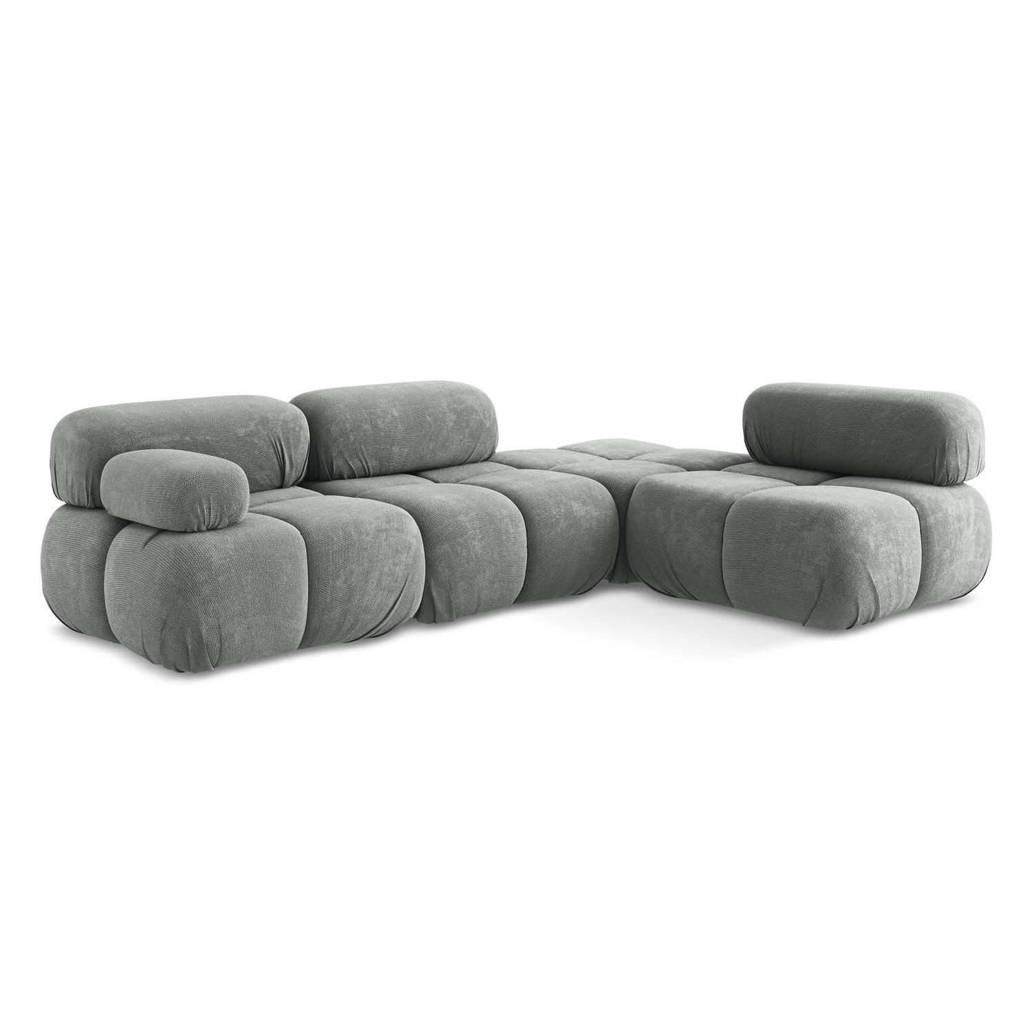 ECKSOFA Rechts Chenille Stoff Grau - Blau/Schwarz, Kunststoff/Textil (285/190cm) - LaMiaSofa