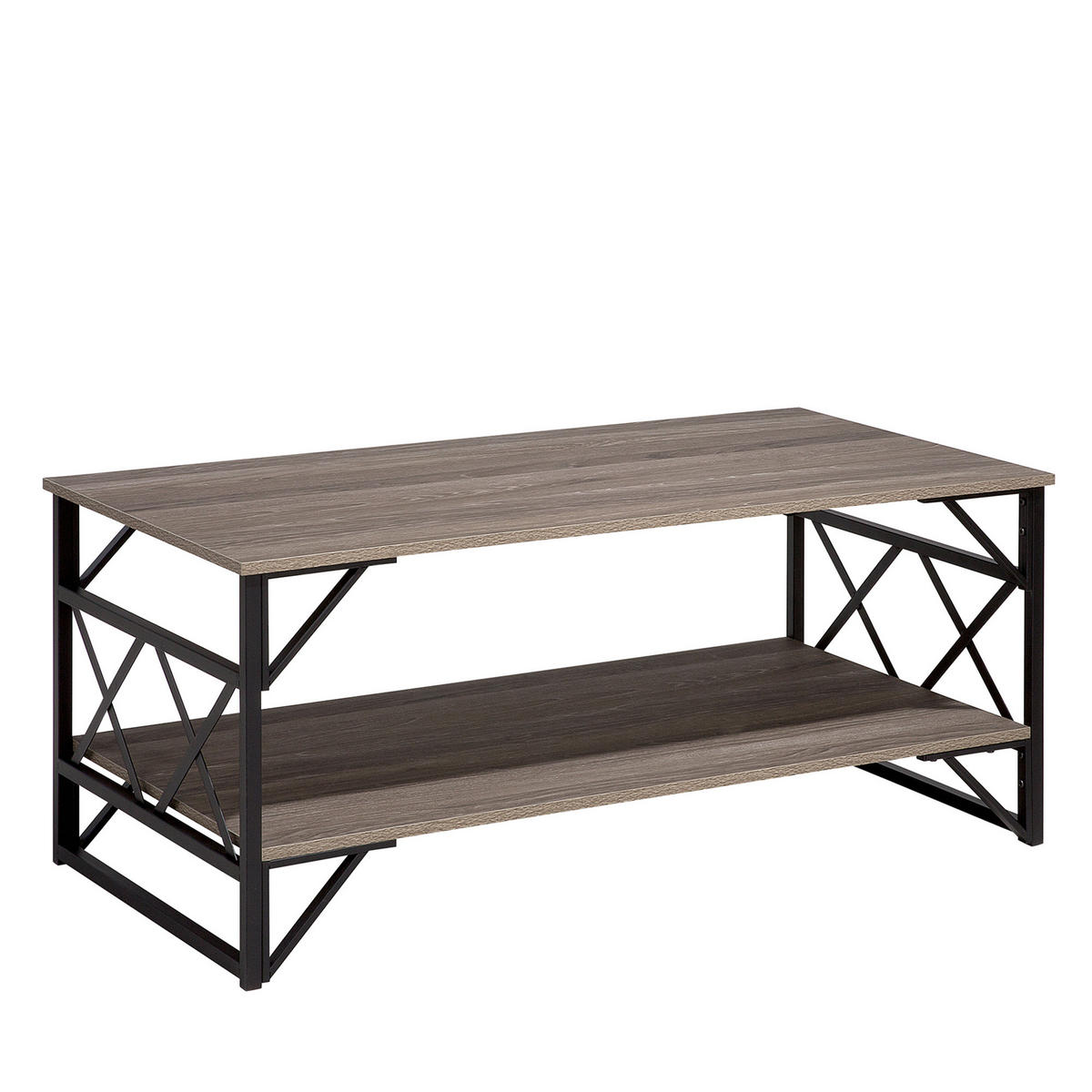 COUCHTISCH Holzoptik taupe rechteckig Bolton - Taupe/Schwarz, Holzwerkstoff (61/120/51cm) - Beliani