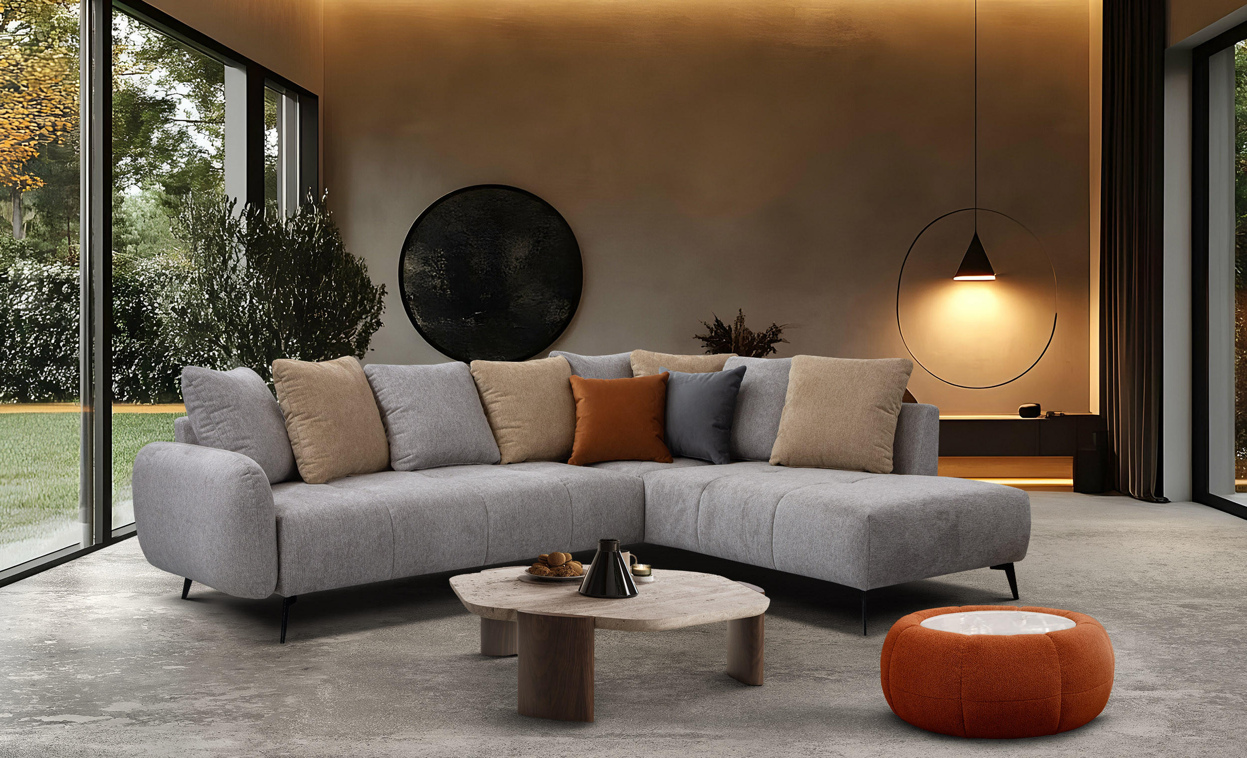 Thumbnail - Courtois Laville Ecksofa, Grau, Textil, 5-Sitzer, 266x206 cm, Wohnzimmer, Sofas & Couches, Wohnlandschaften, Ecksofas