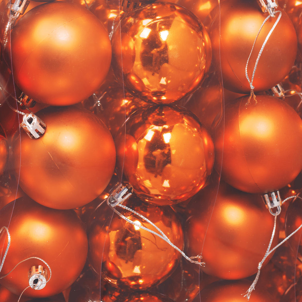 100XWEIHNACHTSKUGELN - Orange, Kunststoff (6/7/6cm) - Relaxdays