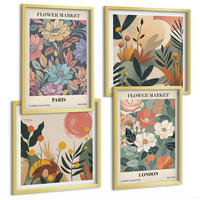 BILDER SET 4er Set - 50x50 cm & 40x60 cm Goldrahmen - Blumenposter Paris London - Goldfarben, Kunststoff (50/50cm) - TULUP