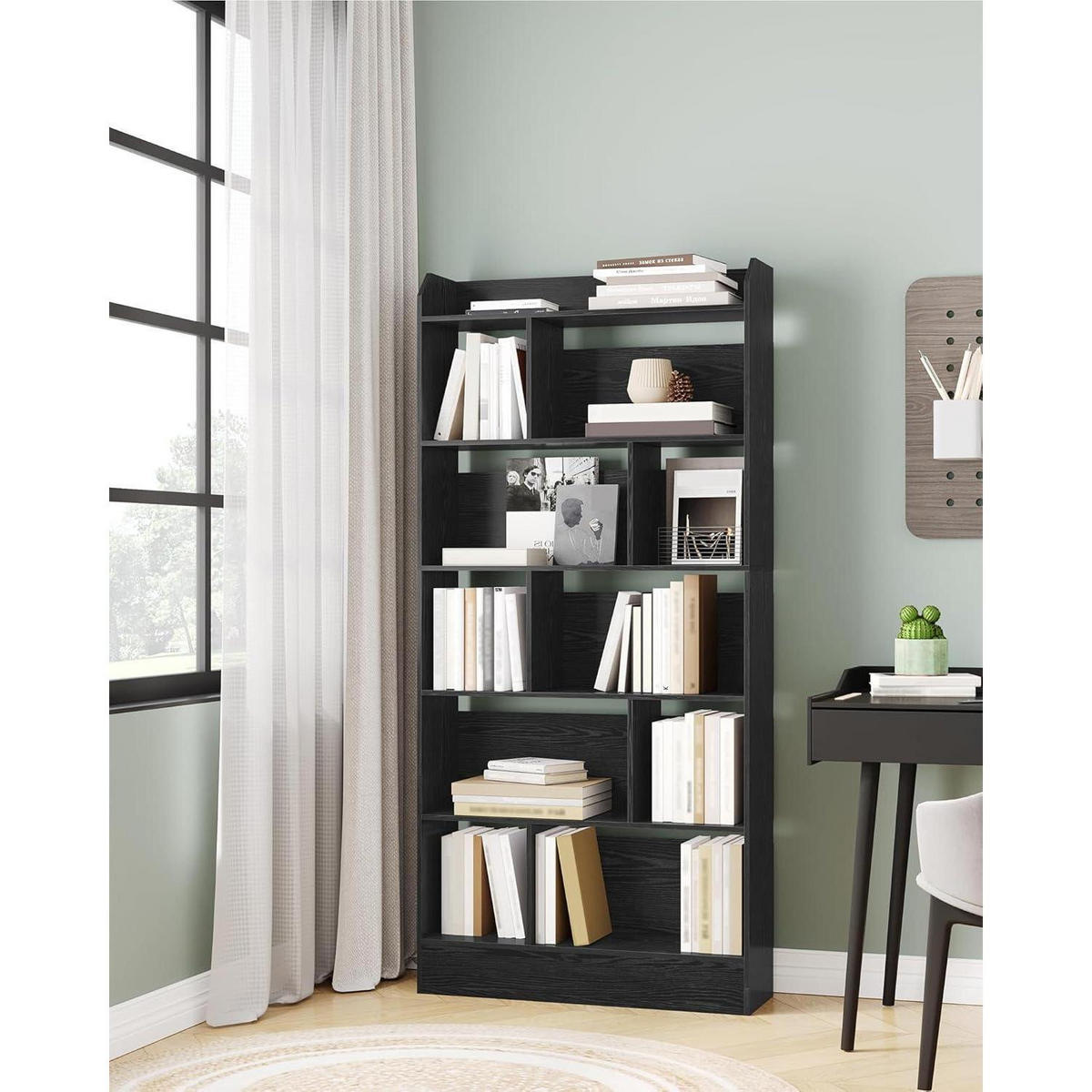 BÜCHERREGAL Standregal 6 Fach Schwarz 80 x 170 cm - Schwarz, Holzwerkstoff (80/170/24cm)