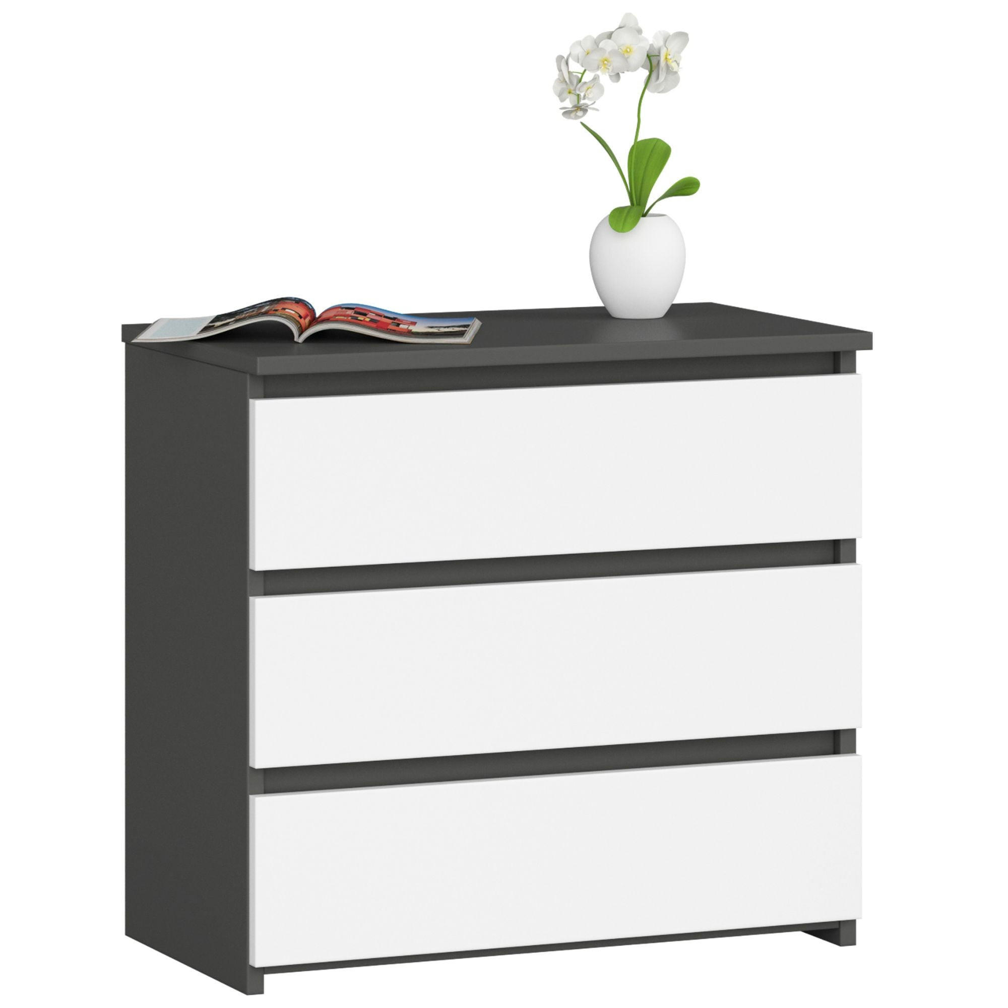 RAUMHIRSCH FURNITURE KOMODA grafitově šedá, bílá 57/60/35