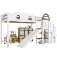 ETAGENBETT 90/200 cm mit Rutsche und Stauraumtreppe, Weiß - Weiß, Holzwerkstoff (90/200cm) - Flora Grace