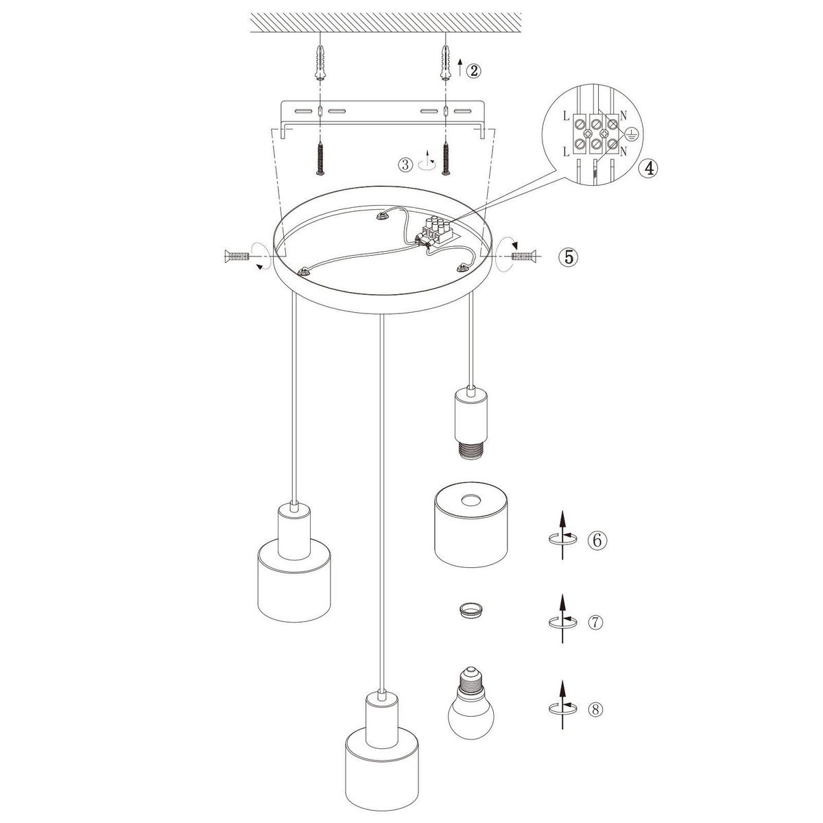 PENDELLEUCHTE Michael 22/12/173.5 cm - Schwarz, Metall (22/12/173.5cm) - ZMH