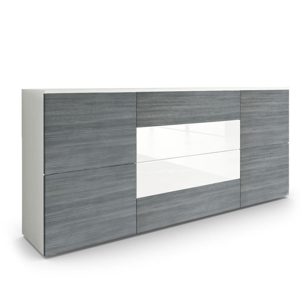 SIDEBOARD Rova Avola-Anthrazit / Weiß Hochglanz - Anthrazit, Holzwerkstoff (166/72/35cm) - Vladon