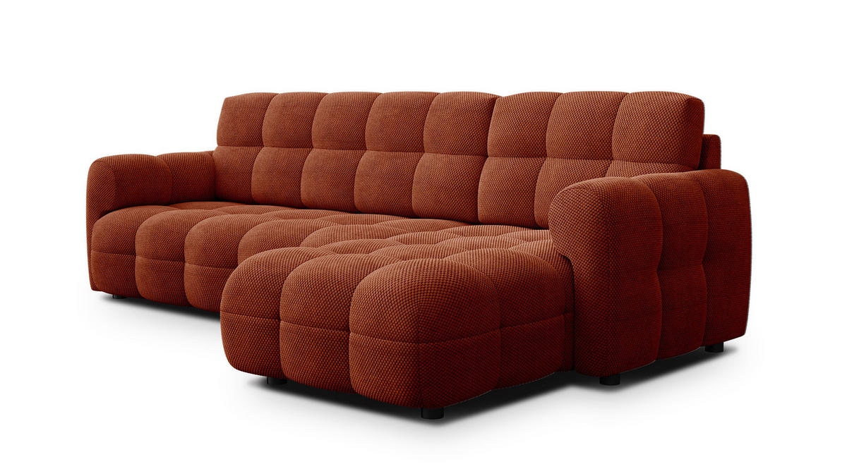ECKSOFA MELLOW 4-Sitzer, dunkelorange - Dunkelorange/Schwarz, Holz/Textil (262/156cm) - Courtois Laville
