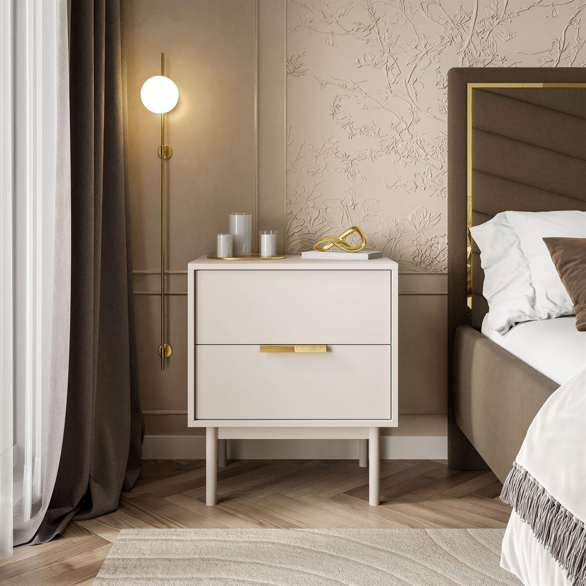 NACHTTISCH MIRACLE mit Schubladen Kaschmir - Kaschmir, Holzwerkstoff (54/63/39cm) - Lookway