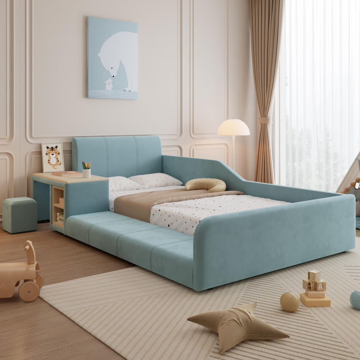 KINDERBETT 90x200 cm Tisch blau - Blau, Textil (90/200cm) - Fortuna Lai