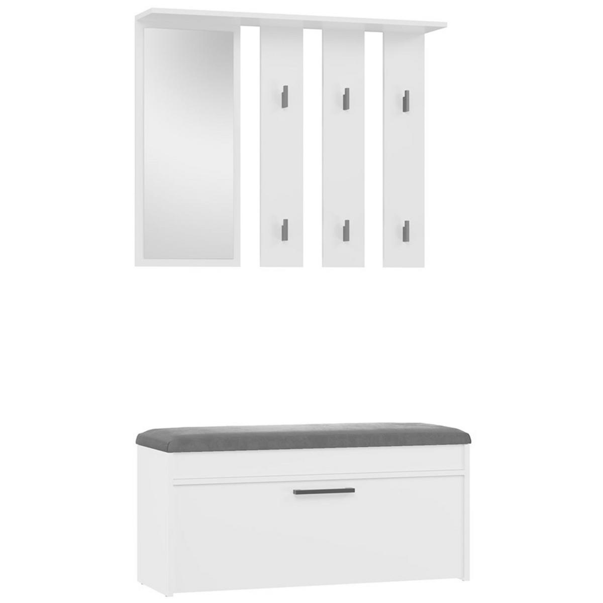 FLURMÖBEL-SET Parmani Weiß - Schwarz/Weiß, Holzwerkstoff/Metall (100/180/35cm) - Selsey