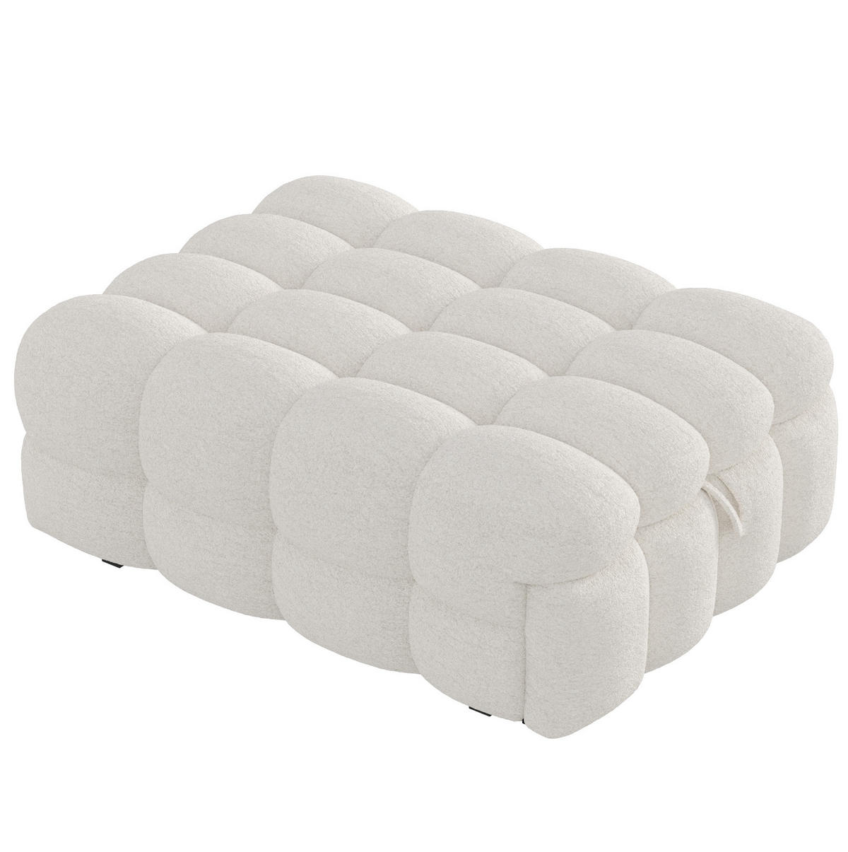 BETT aus Teddy 90x180 cm Beige als 2-in-1-Fußhockerbett, platzsparend und weich gepolstert - Rosa, Textil (70/180cm) - Modfu