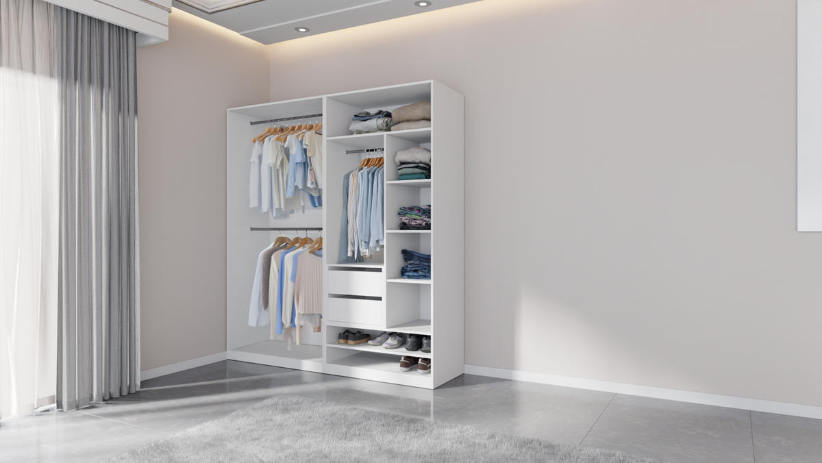 OFFENER-KLEIDERSCHRANK TRES 13B 90 x 206 x 51 - Weiß, Holzwerkstoff (90/206/51cm) - Marmex Möbel