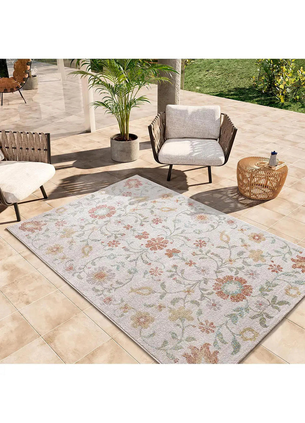 OUTDOORTEPPICH Beige / Mehrfarbig Samara 120/170 cm - Beige/Multicolor, Textil (120/170cm) - Atticgo