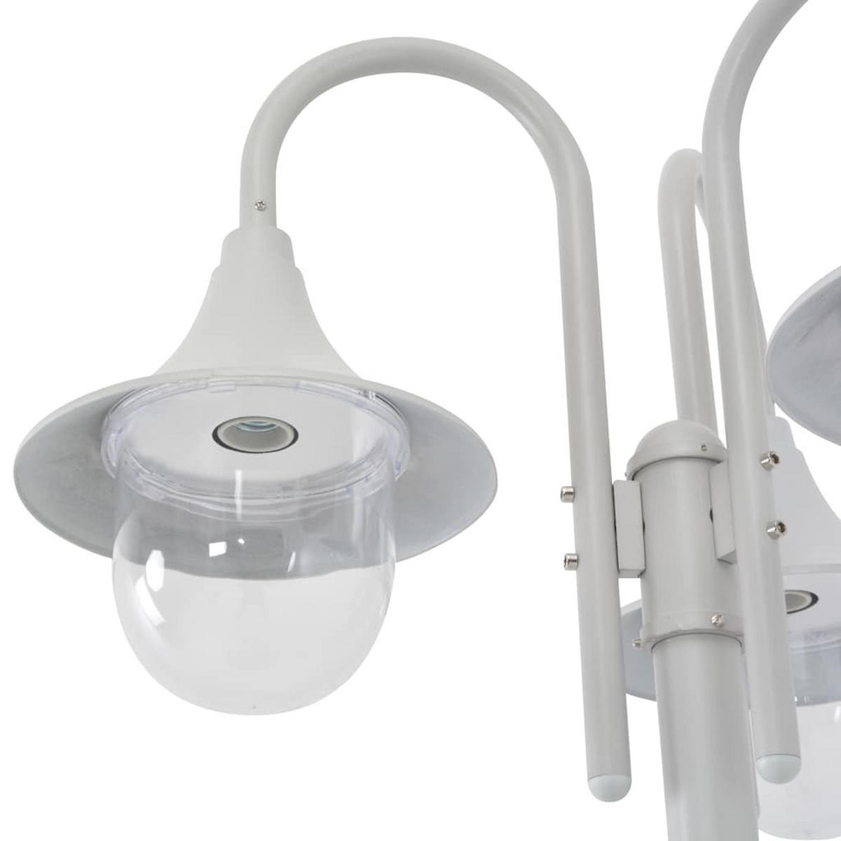 GARTEN-POLLERLEUCHTE E27 220 Cm Aluminium 3-Laterne Weiss - Weiß, Metall (63/63/220cm) - vidaXL