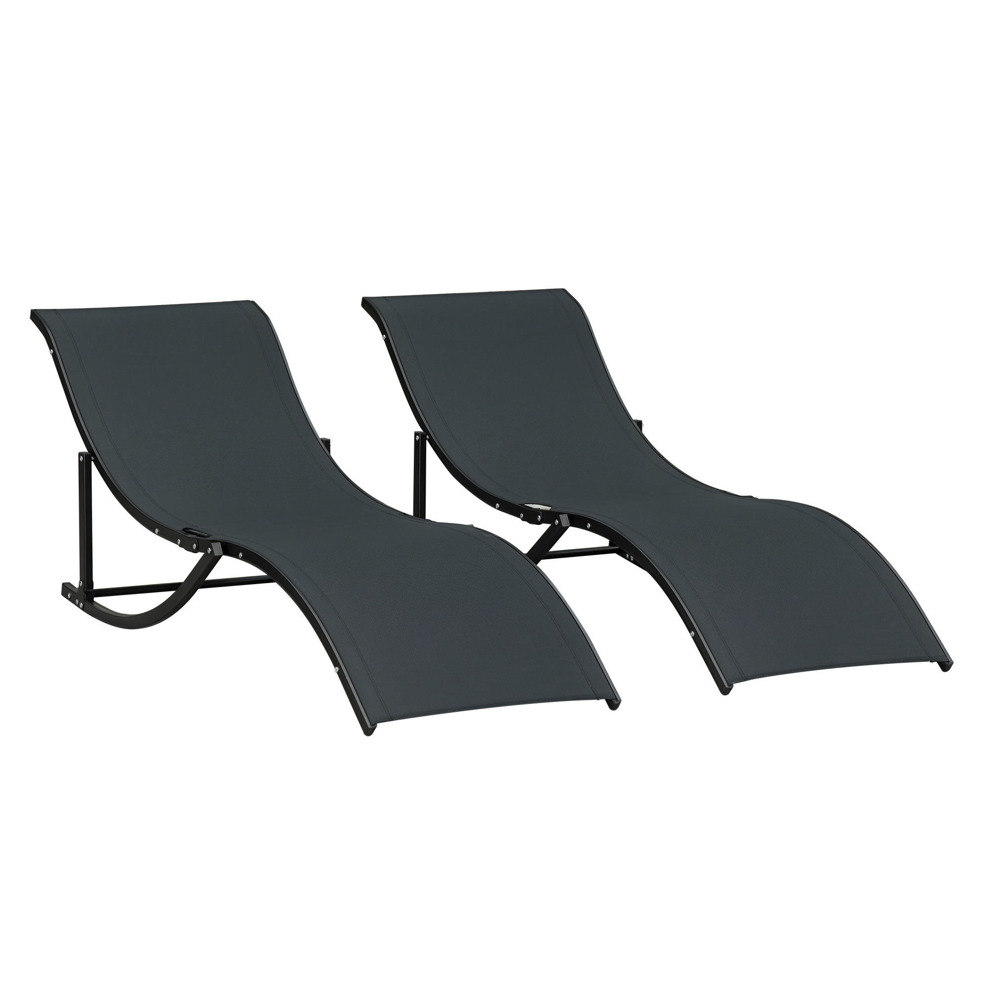 GARTENLIEGE Schwarz 2 Stück - Schwarz, Naturmaterialien (165/63/61cm) - GiPP