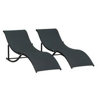 GARTENLIEGE Schwarz 2 Stück - Schwarz, Naturmaterialien (165/63/61cm) - GiPP