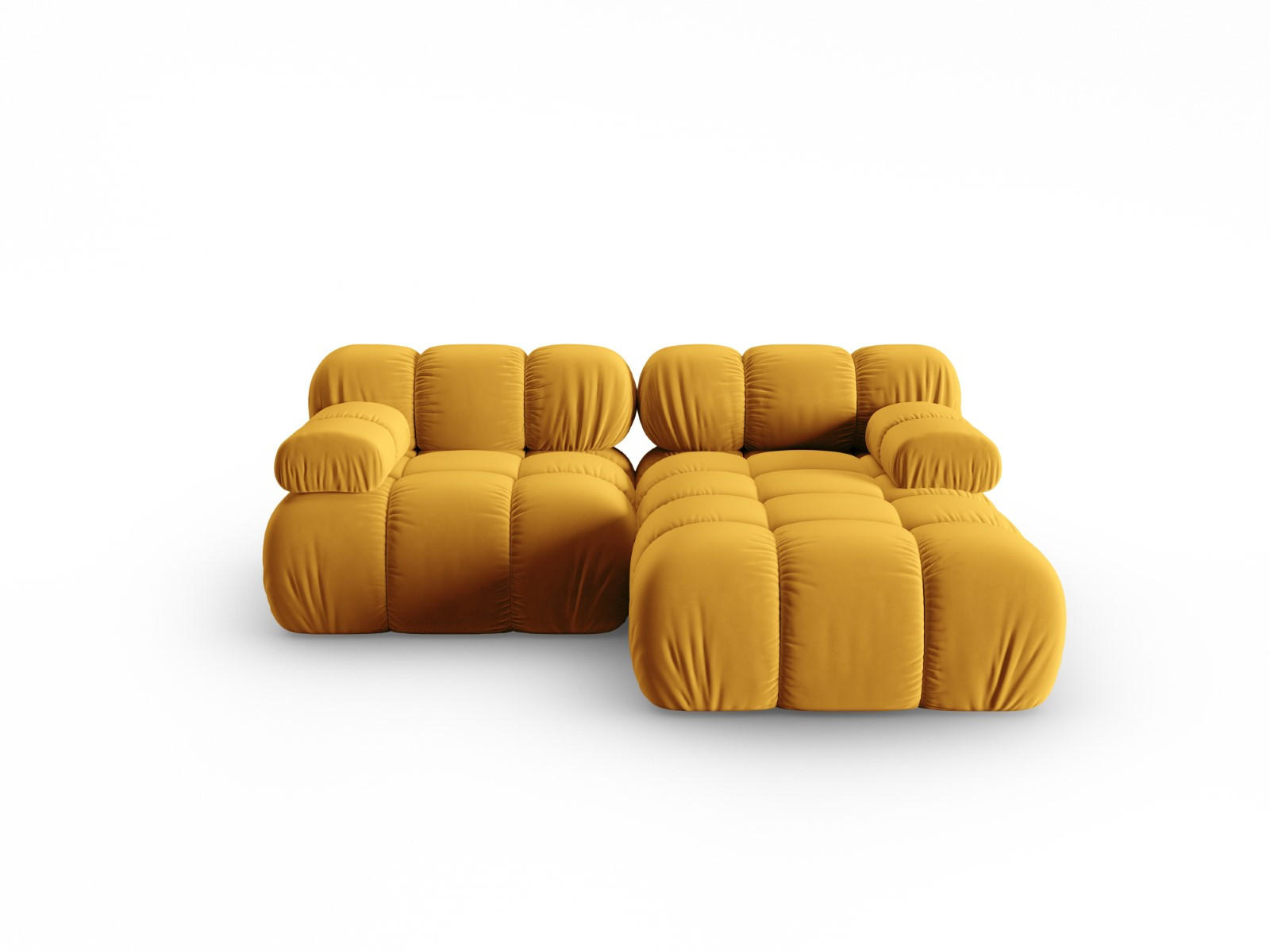 MODULARES-ECKSOFA rechts Bellis aus Samt gelb 3 Sitzplätze - Gelb, Textil (157/191cm) - Micadoni
