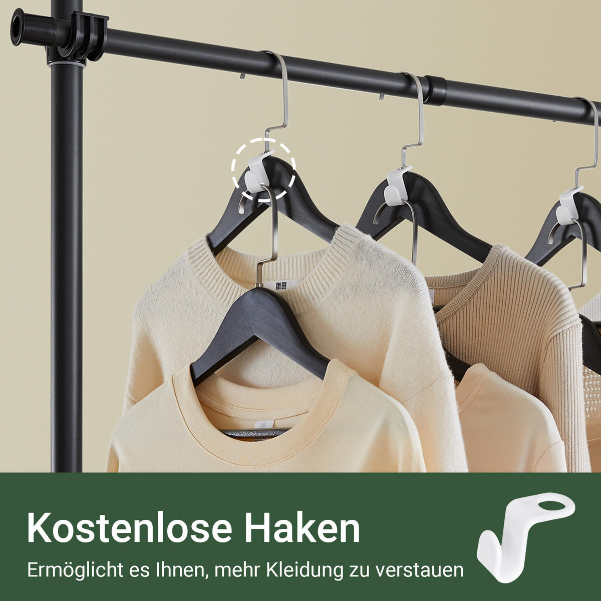 TELESKOP GARDEROBEN SYSTEM Schwarz - Schwarz, Kunststoff (226/285/3cm) - SoBuy