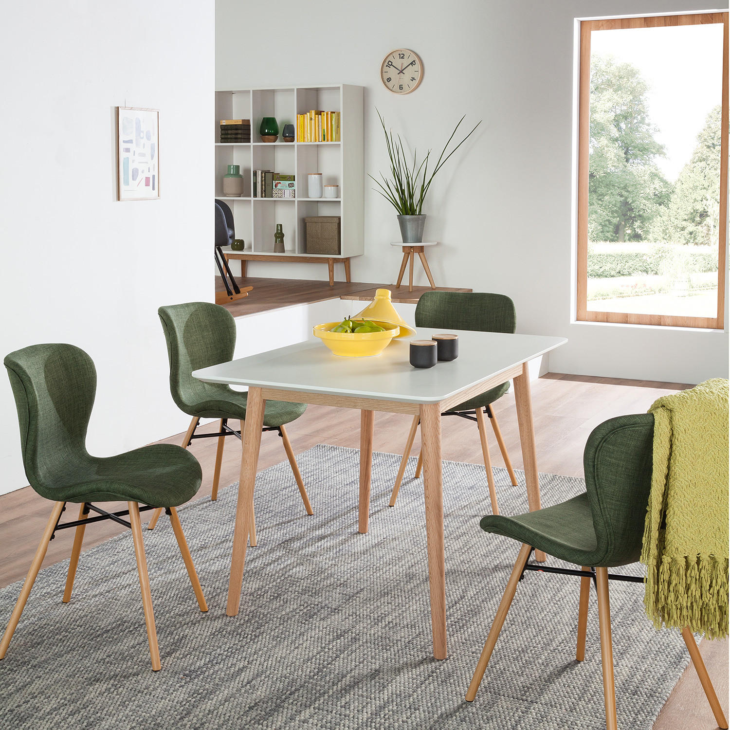 ESSTISCH - Eiche teilmassiv - Weiß, Holzwerkstoff (80/120/76cm) - home24