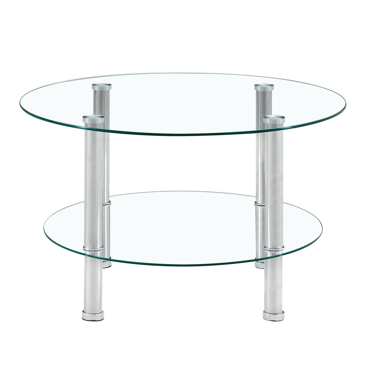 KLUBSKA miza iz stekla in kovine, 70/42 cm srebrna/prosojna, dvonivojska - srebrne barve, steklo (70/70/42cm) - BEAOK