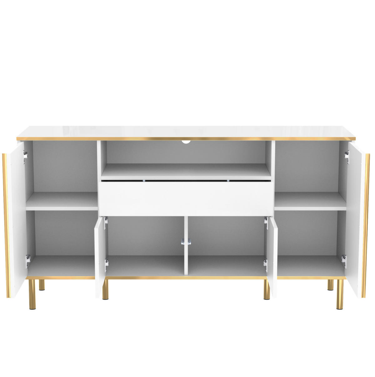 SIDEBOARD 150/40/80 cm weiß aus MDF mit LED-Beleuchtung - Weiß, Holzwerkstoff (150/80/40cm) - OKWISH