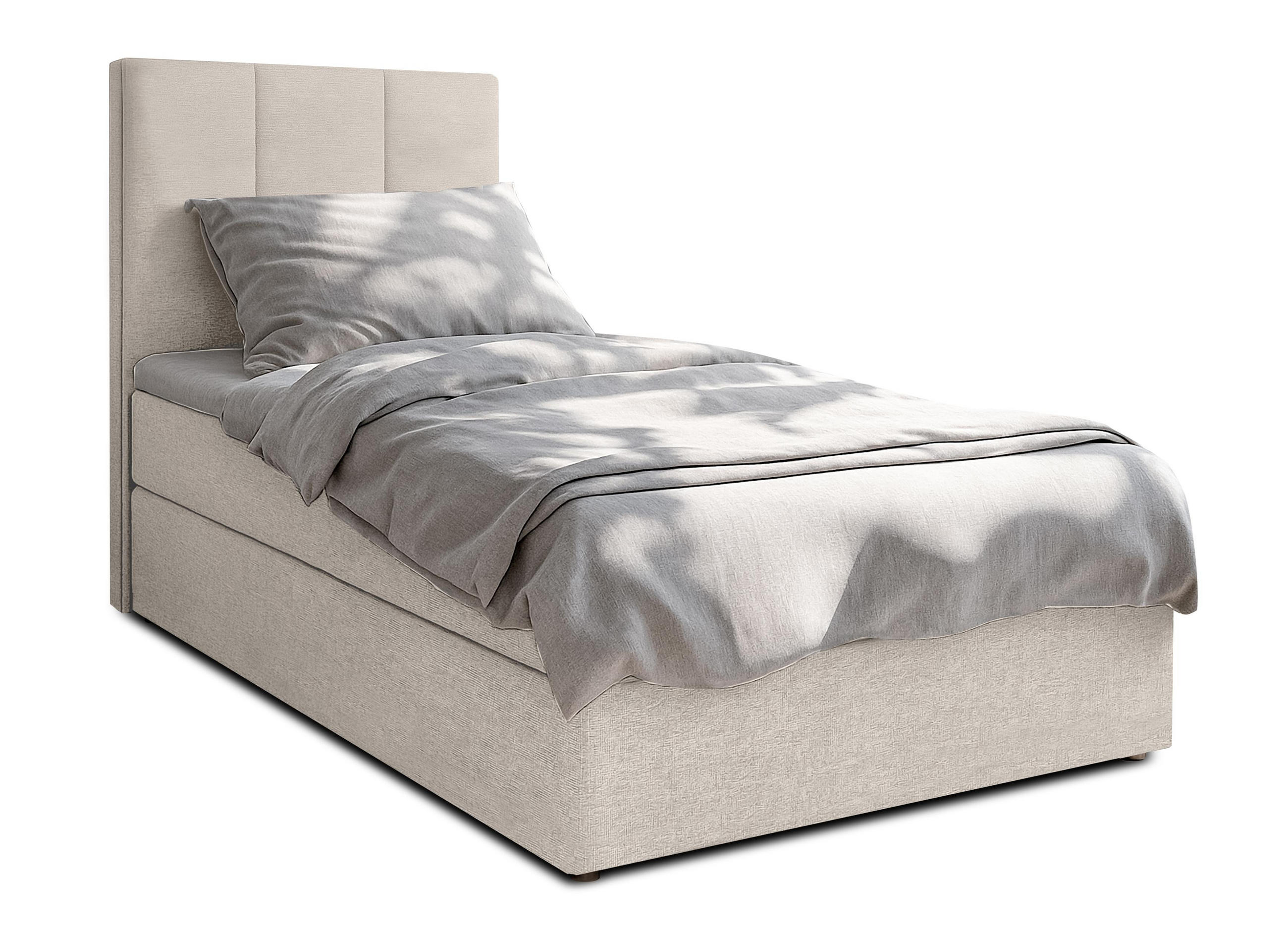 BOXBETT MEREA 120x200 cm mit Bettkasten und Matratze - Beige - Beige/Schwarz, Holz/Holzwerkstoff (120/200cm) - AX Living