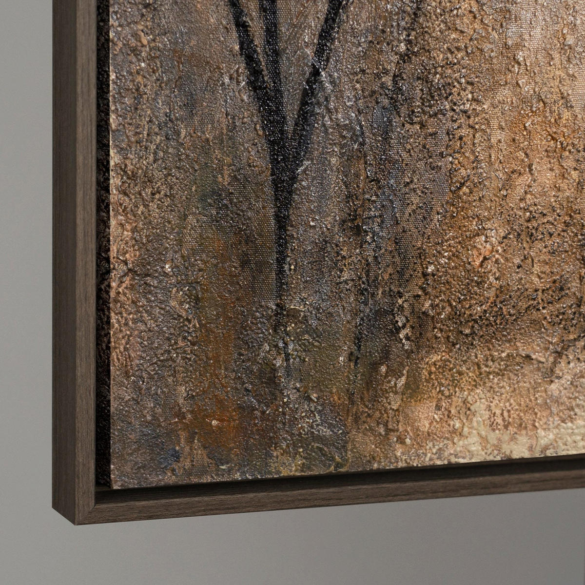 GEMÄLDE Ast und Schatten Schattenfugenrahmen Grau 120x80 cm - Grau, Holz (120/80cm) - YS-art gallery