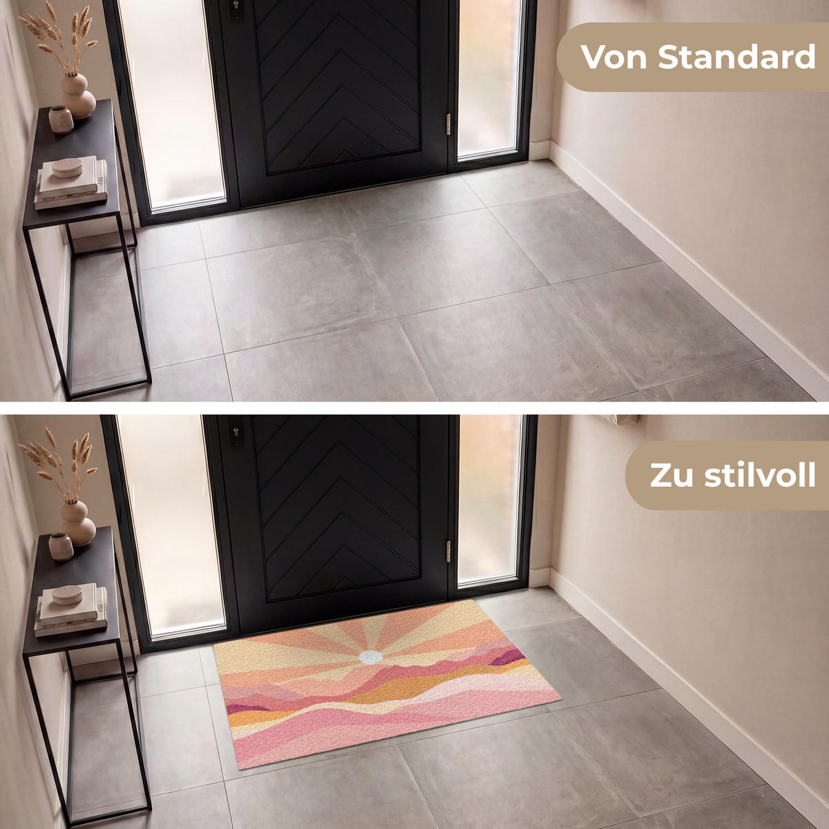 ROHOŽKA Hory - Abstraktní - Sluneční paprsky - Růžová 120x80 cm - růžová, textil/umělá hmota (120/0.4cm) - MuchoWow