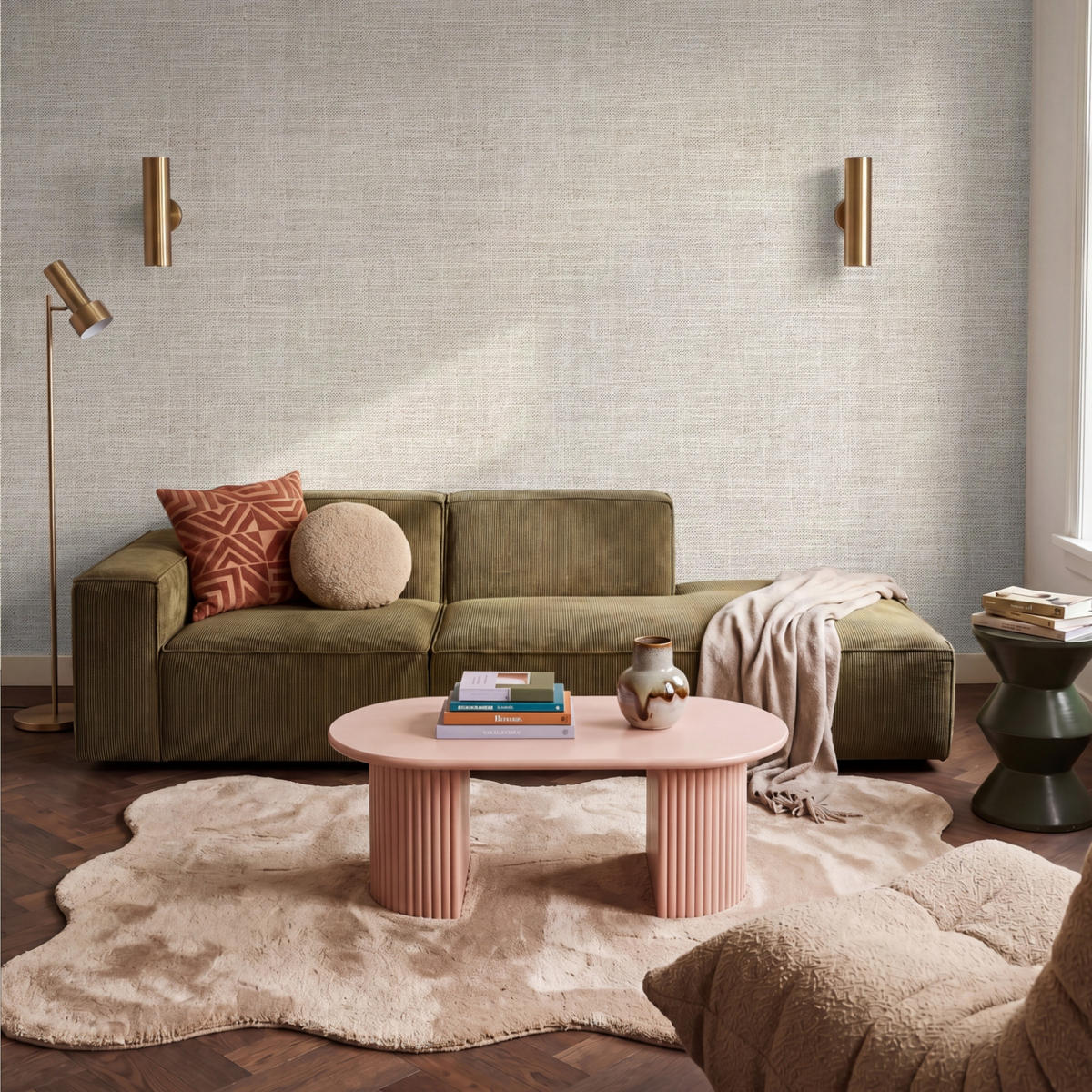 TAPETE - Leinen - Textur - Beige - 350x240 cm - Creme, Papier (350/240cm) - OnlyWow