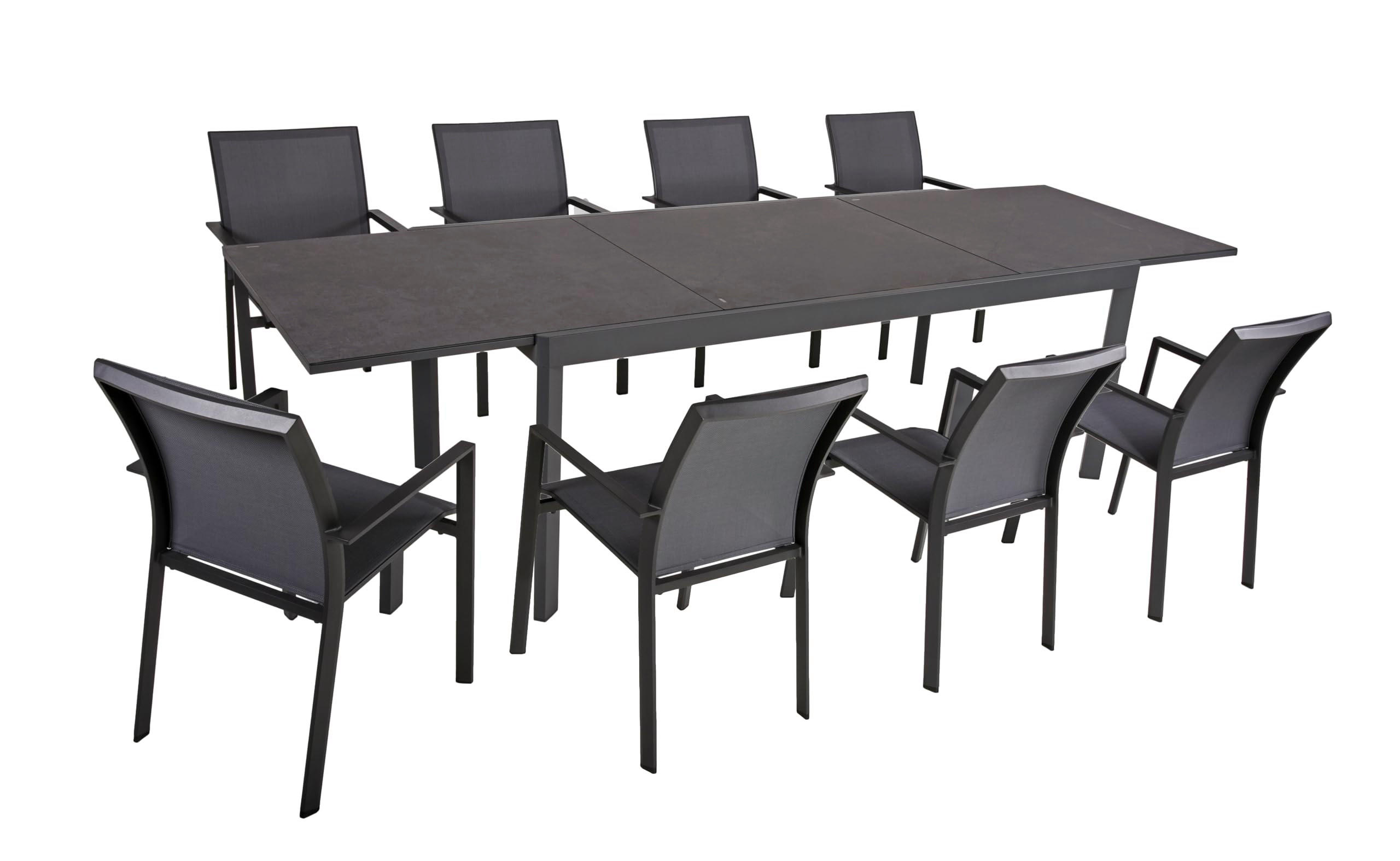 GARTEN-SITZGRUPPE Eero 9-teilig Gartenmöbel-Set - Grau, Kunststoff - DELUKE