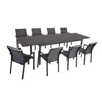 GARTEN-SITZGRUPPE Eero 9-teilig Gartenmöbel-Set - Grau, Kunststoff - DELUKE