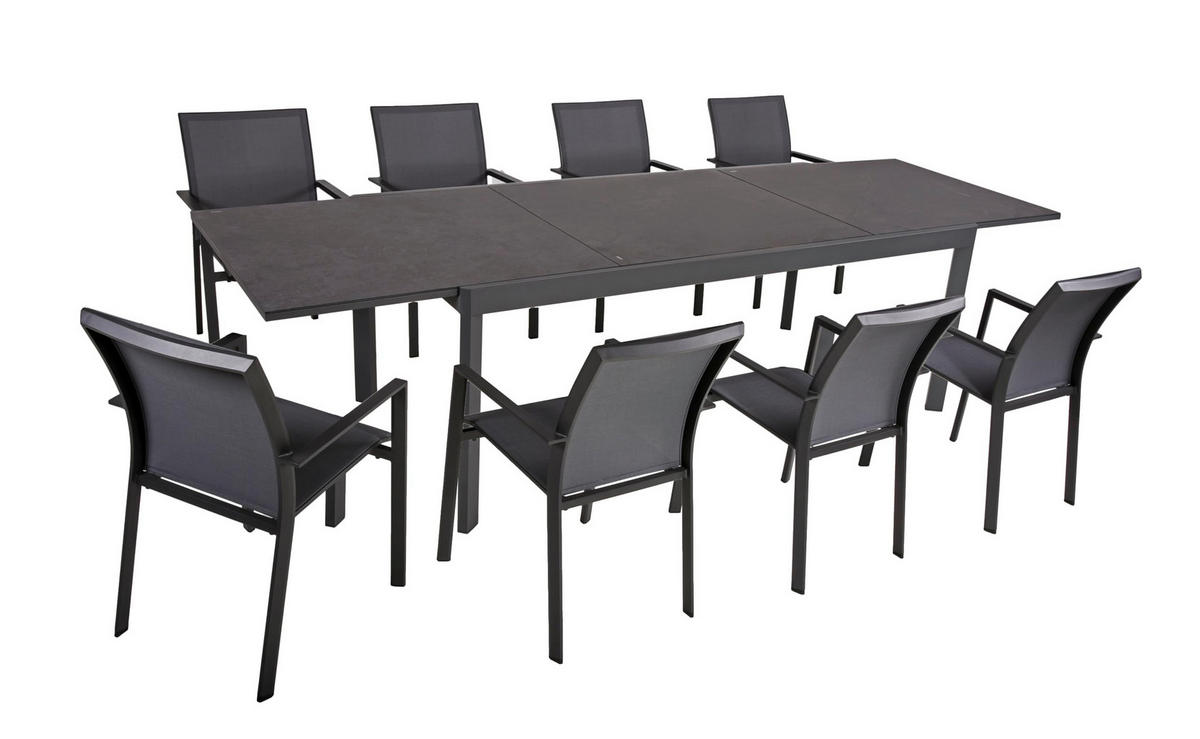 GARTEN-SITZGRUPPE Eero 9-teilig Gartenmöbel-Set - Grau, Kunststoff - DELUKE