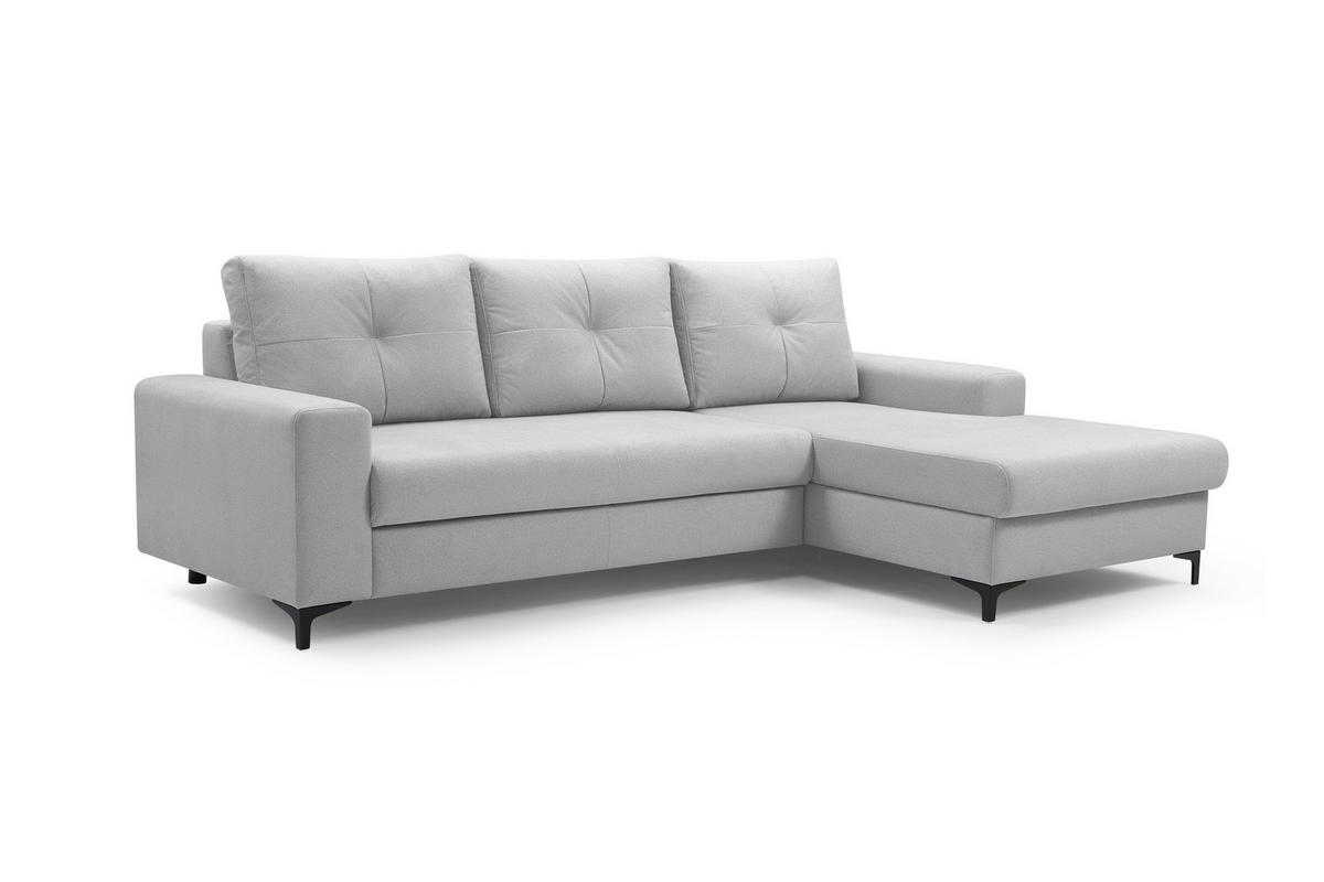 ECKSOFA AVRA L-förmig, mit Stauraumbehälter-in RINO-Stoff, Komfort & Eleganz, lose Rückenkissen, freistehend, RECHTS 251x165x85 cm Grey - Grau, Holz/Textil (251/165cm) - DomoHome