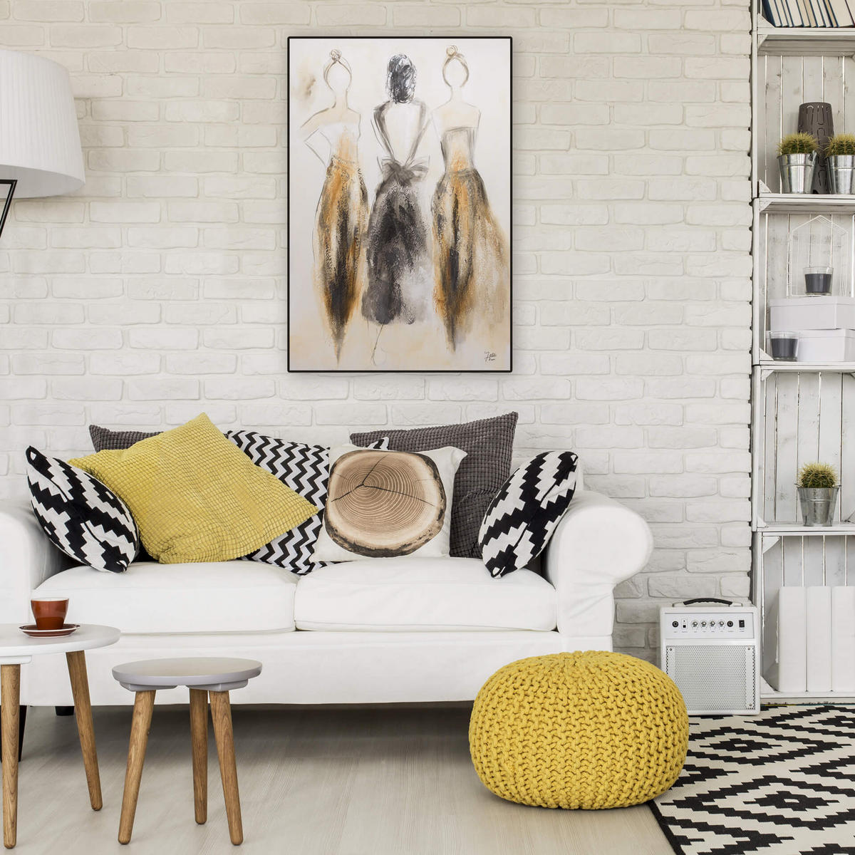 OLEJOMAĽBA 60/90 cm, Zvieratá - hnedá/béžová, drevo/textil (60/90cm) - KUNSTLOFT