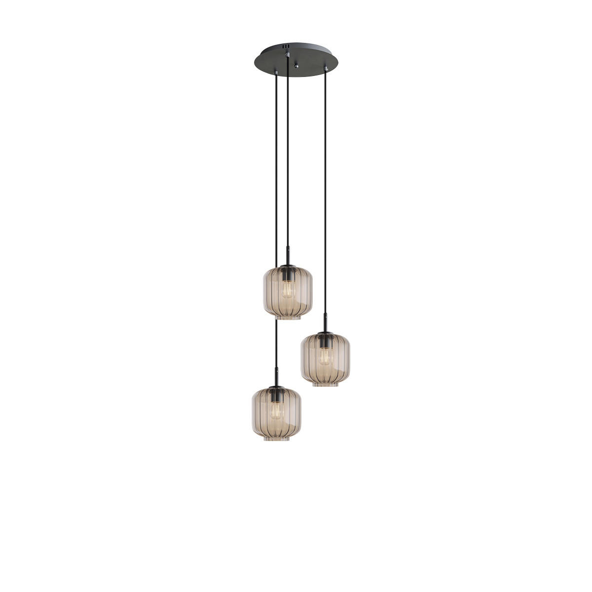 GALERIELEUCHTE Velo 3-flammig Klar Ø 20cm - Klar/Schwarz, Glas (20/20/20cm) - s.luce