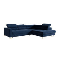 ECKSOFA Gold MERY Ausziehbar Mit Verstellbaren Kopfstützen Rechts - Dunkelblau, Textil (250/200cm) - Sepro Meble