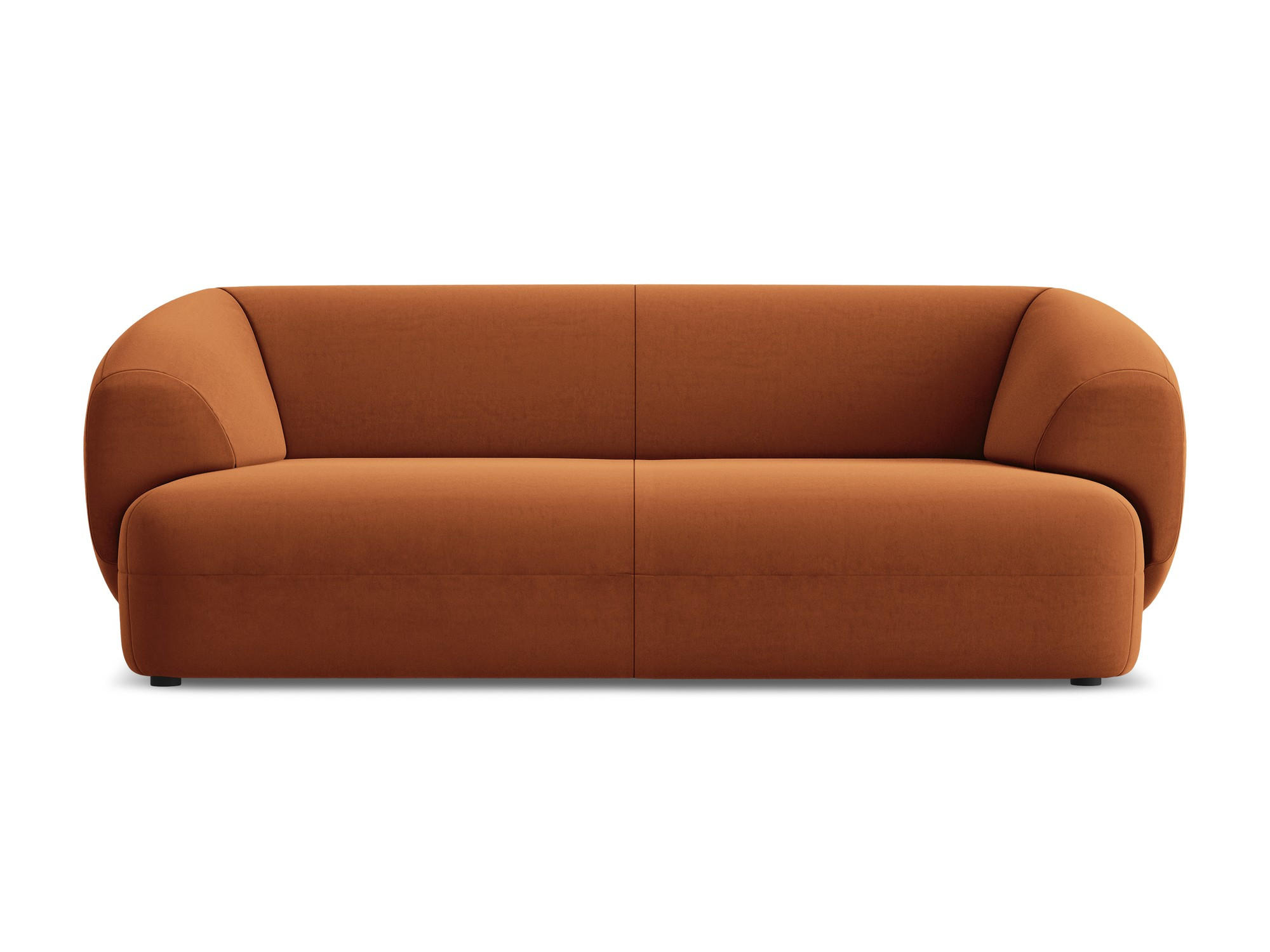 3-SITZER SOFA Samt Stoff Orange - Terra cotta/Schwarz, Kunststoff/Textil (212/81/98cm) - Makamii