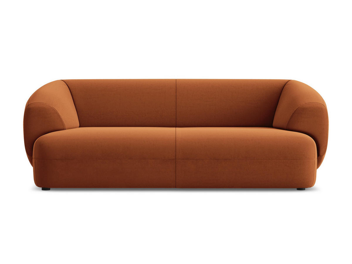 3-SITZER SOFA Samt Stoff Orange - Terra cotta/Schwarz, Kunststoff/Textil (212/81/98cm) - Makamii