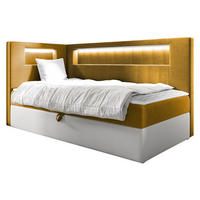 BOXBETT Gold Junior 3, Seite zum Öffnen des Bettkastens: Links - Gelb/Weiß, Holz (90/200cm) - MIRJAN24