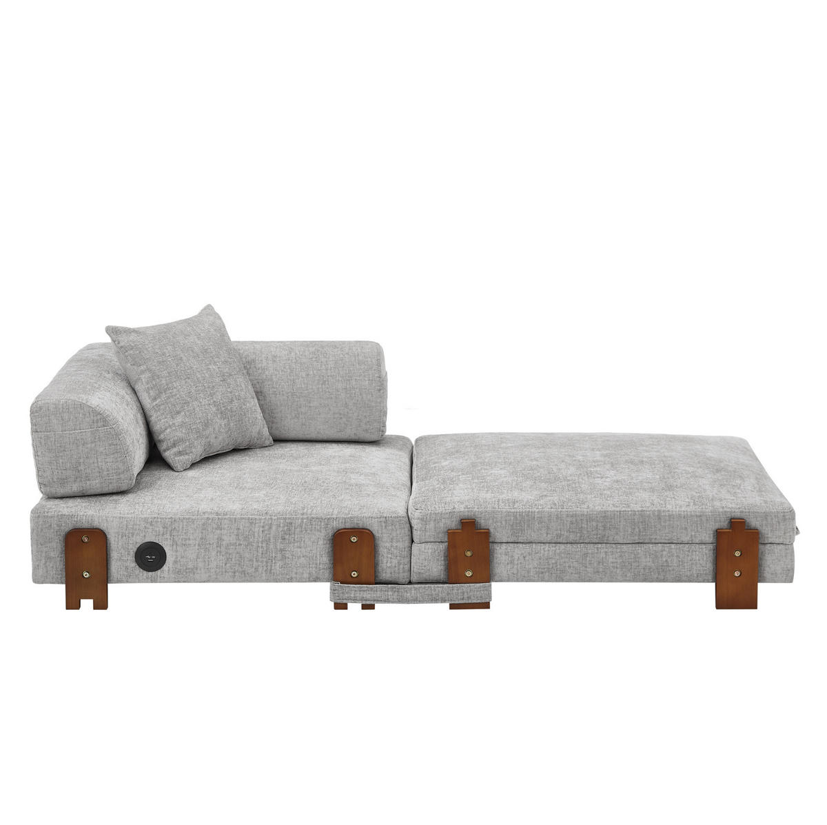 SCHLAFSOFA klappbar 2-in-1 Stoff Light Grey - Hellgrau, Textil (170.5/48/84cm) - Meubliv