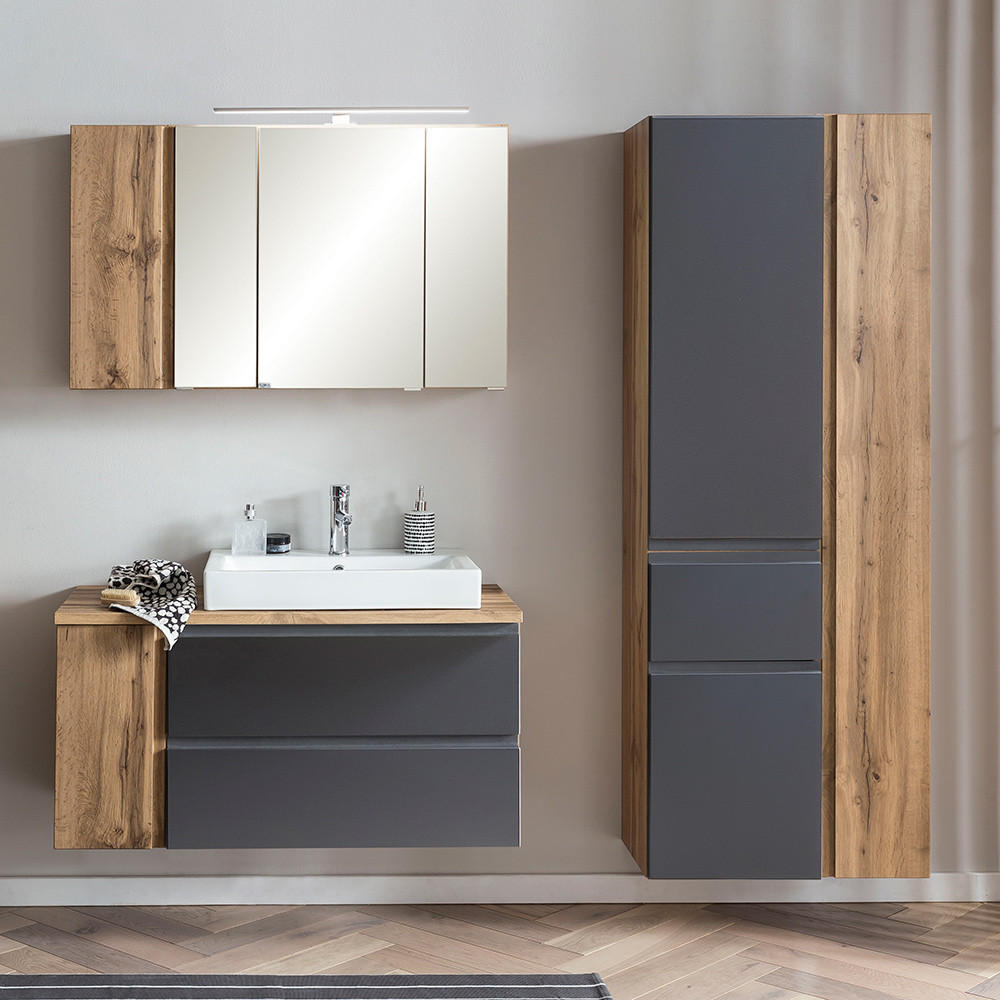 Lomado Badmöbel-Set Grau 185x200x47 cm