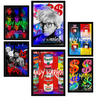 POSTER Set Mit 6 Iconico Graffiti Pop Di Andy Warhol A3 & A4 Schwarzer Rahmen - Schwarz, Papier (29/3cm) - Nacnic