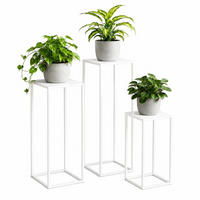 BLUMENHOCKER Metall Weiß Eckig 3er Set - Weiß, Metall (18/50/18cm) - DanDiBo