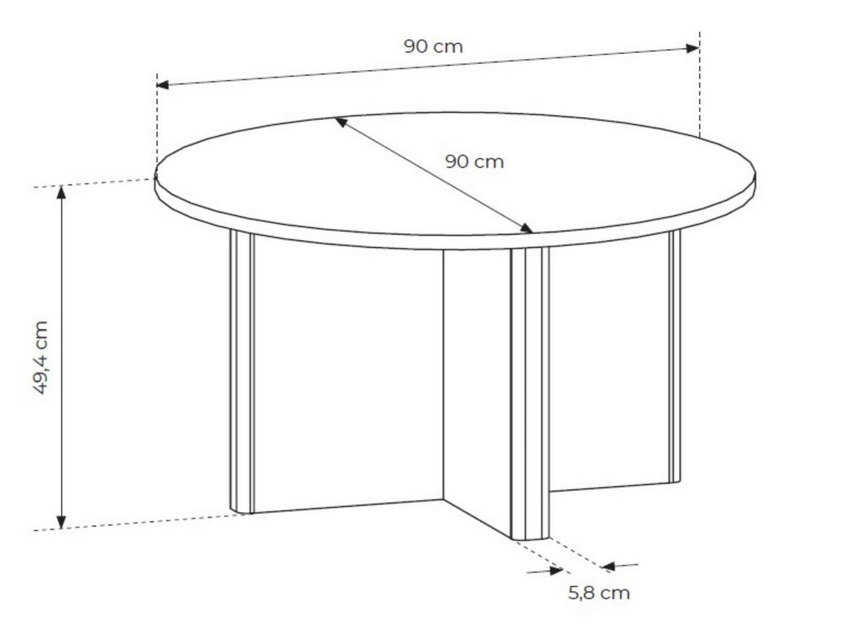 COUCHTISCH Buna Eiche, Rounder Couchtisch - Eichefarben, Holzwerkstoff (90/90/50cm) - Bettso